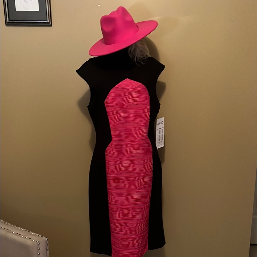 Chic Black and Pink Midi Dress